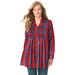 Woman Within Women's Plus Size Pintucked Flannel Shirt