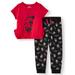 Minnie Mouse Short Sleeve Minnie Mouse Ruffle Top and Printed Jogger Pants, 2pc Outfit Set (Toddler Girls)