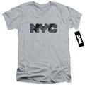 New York City Nyc Map Fill Adult V-Neck T-Shirt 30/1 T-Shirt Athletic Heather