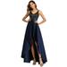 Ever-Pretty Women's V-neck A-line High-low Party Dress Long Evening Dress 00667 Navy Blue US4
