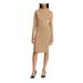 RALPH LAUREN Womens Beige Button Detail Ribbed Long Sleeve Knee Length Wear To Work Dress Size XL