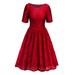 Women Lace Vintage Rockabilly Swing Dress Skater Party Evening Retro Dress Floral Lace Bridesmaid Midi Ballgown Prom Dress