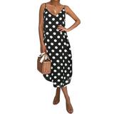 Summer Women Sleeveless Polka Dot Dress Ladies Casual Leopard Print Dresses Beach Party Asymmetrical Hem Dress Sundress Plus Size