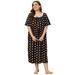 Ochine Women's Sleep Dress Casual Square Neck Floral Print Short Sleeve Dresses Pajama Dress,XL-4XL