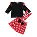 Ma&Baby Newborn Kid Baby Girls Lovely Clothes Sets 2PCS Polka Dot Print Long Sleeve Pullover Tops Strap Dress