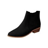 Women Ladies Mid Heel Slip On Ankle Boots Chunky Block Cuban Heels Booties Shoes