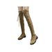 LUXUR Women's Knee High Boot Flat Heel Zipper Riding Boots Lace Up Combat Boot