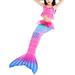 Mid-Ten 3Pcs Girls Kids Children Swimsuit Bikini Sets 2-13 Years Blue Pink Swimmable Tops+Swim Briefs Bottoms With Mermaid Tail Bathing Suit Monokini Beachwear Swimwear Swimming Costumes For Gifts