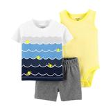 Carter's Baby Boys 3 Piece Bodysuit Tee Shirt And Shorts Set Outfit Size Newborn