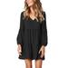 Women's Long Sleeve Tunic Dress V Neck Casual Loose Fall Flowy Swing Shift Dresses