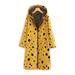 AngelBee Dots Printed Women Hooded Coat Fleece Long Sleeve Outerwear (Yellow S)