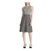 RALPH LAUREN Womens Black Houndstooth Sleeveless Jewel Neck Knee Length Fit + Flare Dress Size 8