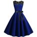 Cotonie Women Vintage 1950s Retro Sleeveless Lace Splice Solid Party Prom Swing Dress