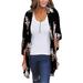 Lightweight Cardigans Sweaters for Women, Women's 3/4 Sleeve Kimono Open Cardigans Jackets for Women, Black / Khaki Printed Fall Flyaway Cardigans for Women, S-XL