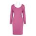 Betsey Johnson Scoop Neck Long Sleeve Zipper Back Bodycon Solid Scuba Crepe Dress-ROSE