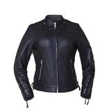 Ladies Ultra Motorcycle Leather Jacket,Black,Size - 2XL