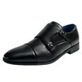 Bruno Marc Mens Monk Strap Slip On Loafers Business Dress Lace-up Cap toe Oxford Shoes HUTCHINGSON_2 BLACK Size 13