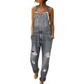 Women Ripped Frayed Denim Jumpsuit Jeans Trousers Lounge Wear Romper