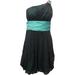 Junior Womens Turquoise Black Tulle Floral Sequin Cocktail Evening Dress Size 7