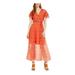 French Connection Womens Chiffon Flutter Sleeves Maxi Dress