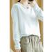 Solid Color Shirt Women V Collar Autumn Pullover Cross Loose Knit Sweater Simple Loose Sweet Long-sleeved Shirt X