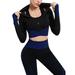 2PCS Women Long Sleeve Sweatsuit Tracksuit High Waist Yoga Gym Sport Jogger Legging Pants+ Crop Tops Set Winter Activewear Workout Set