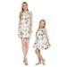 Made in Hawaii Matching Mother Daughter Luau Empire Waist Dress in Pink Flamingos in Turquoise