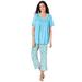 Only Necessities Women's Plus Size Smocked Capri Pj Set