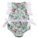 Jumpsuit for Baby Girl Ruffle Sleeveless Bodysuit One-pieces Prints Floral Soft Lightweight Infant Toddler Newborn Kids Children Summer Outfits Green 90