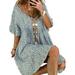 Women Casual Loose Midi Dress Flared Sleeve Sundress Cocktail Party A Line Dress for Fashion Lady