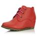 Women's Lace Up Oxford Wedge Booties Boot Ankle Fashion Round Toe Boots for Women Tan,pu,8.5, Shoelace Style Pink
