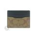 Coach Mens Leather PVC Card Holder Case Id Money Clip Wallet With Gift Box [Tan Black]