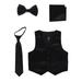 Lito Boys Multi Colors Satin Vest Zipper Tie Hanky Bowtie Clothing Set