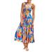 LilyLLL Women Floral Print Sleeveless A Line Sundress Summer Beach Long Dress