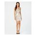 JUMP Womens Beige Sequined Patterned Sleeveless V Neck Short Body Con Cocktail Dress Size 1\2