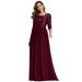 Ever-Pretty Empire Waist Patchwork Evening Dress for Women Formal Dress 00683 Burgundy US16