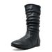 Dream Pairs Girl's Kid's Cute Zipper Flat Heel Mid Calf Boot Shoes Blvd-K Black/Pu Size 9