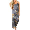 Summer Women Spaghetti Strap Jumpsuits Rompers Casual Floral Beach Loose Overalls Palysuits Long Jumpsuits Pants Trousers