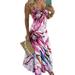 Womens Halter Neck Plus Size Summer Floral Gradient Maxi Dress Party Sundress