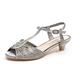 1.75 in. Heel-Dressy Kitten Heel Sandal, Pewter - Size 39