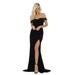 SEXY SIMPLE OFF THE SHOULDER VELVET PROM EVENING GOWN