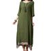 Tomshoo New Women Vintage Dress Split Irregular Hem Casual Loose Boho Long Maxi Dresses Orange/Army Green/Coffee