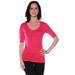 Essential Basic Women's Cotton Blend V Neck Tee Shirt Half Sleeves - Junior and Plus Sizes