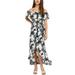 Women's Off Shoulder Stripes Irregular Boho Long Maxi Dress,One Shoulder Sleeveless Splice Dress S-XXL