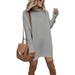 Avamo Women Long Sleeve Turtleneck Knitwear Dress Jersey Tunic Casual Loose Tops Pullover Lounge Wear Female Casual Baggy Pure Jumper Comfy Warm Knitted Sweater