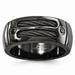 Edward Mirell Jewelry Collection Black Titanium Cable and Spinel Argentium Sterling Silver Bezel 9.5mm Wide Band Ring by Roy Rose Jewelry ~ Size 12.5