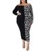 LilyLLL Womens Off Shoulder Long Sleeve Leopard Print Cocktail Party Maxi Dress