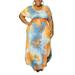 Niuer Summer Tie Dyed Maxi Dresses XL-5XL Women Lady Casual V Neck Loose Beach Maxi Dress Party Evening Dresses