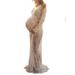 MERSARIPHY Women Maternity Lace V-Neck Long Sleeves Pregnant Dress