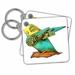 3dRose Drawing of a Dabbing Budgie Budgerigar Sitting on a Tree Branch - Key Chains, 2.25 by 2.25-inch, set of 2